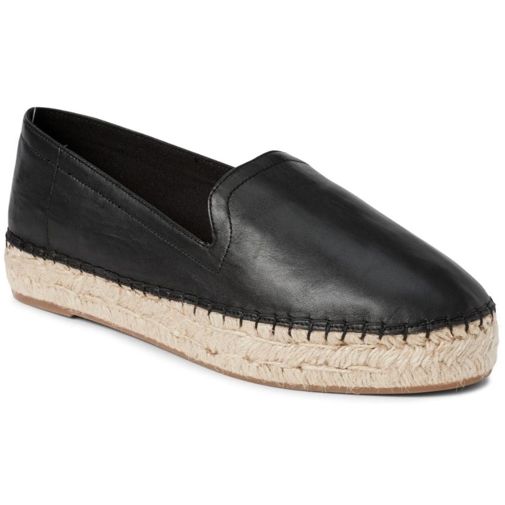 Gap Black Leather Espadrille Loafers Slip On Flats Shoes Women’s Size 7